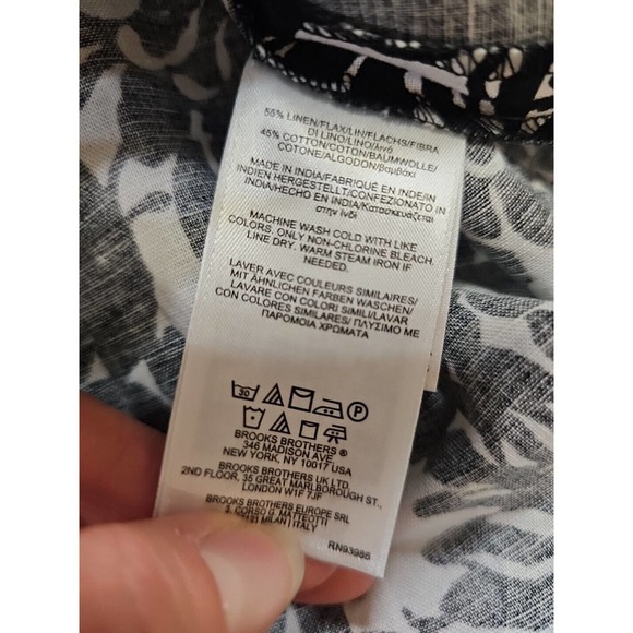 Brooks Brothers Shirt Womens Medium Linen Blend Vcut Neckline Black & White - Picture 6 of 8